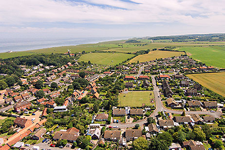 Aerial view over Weybourne towards Sheringham